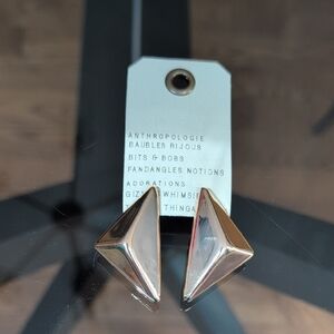 Anthropologie 14k Gold Plated 3D Triangle Post Earrings NWT